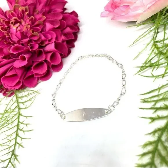 NEW⚜️Silver-Tone Dog Tag Chain Link Bracelet - Picture 3 of 7